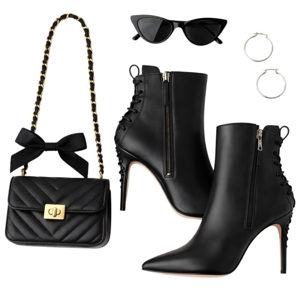 Alexandra Neel 326 Black Leather Heeled Boots EU 37 Made in Italy in GUC